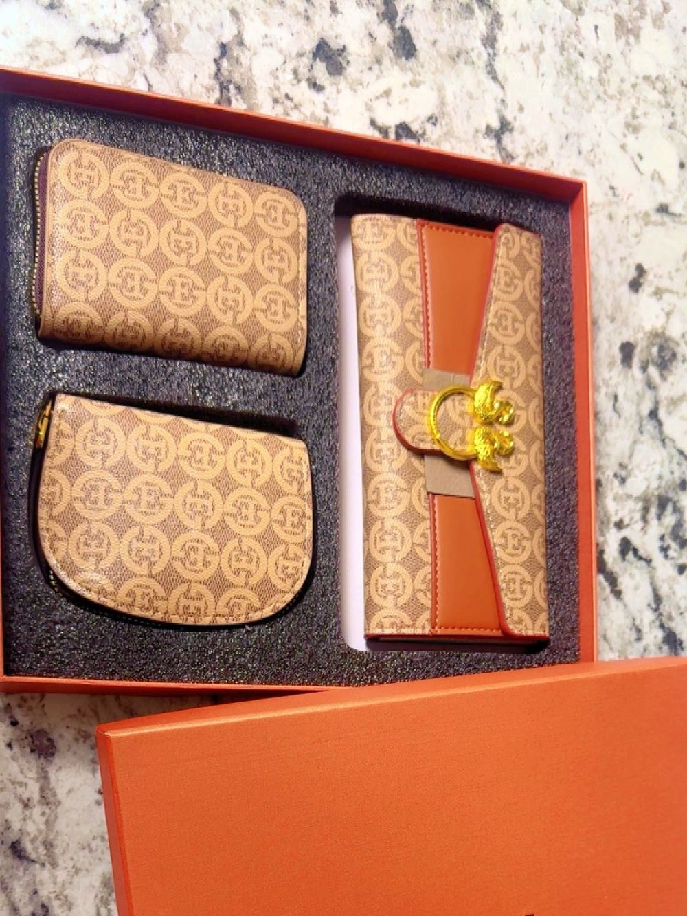 Fashion gift Monogram Wallet & Card Case Set